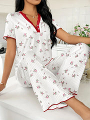Ribbed Heart Print Lounge Set - View 22 | TEVQA