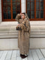 Women's Faux Fur Longline Coat with Lapel Collar - View 9 | TEVQA