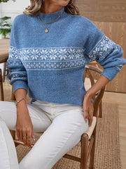 Nordic Snowflake Mock Neck Sweater - View 6 | TEVQA