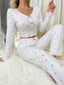Ribbed pajama set with heart print - View 26 | TEVQA