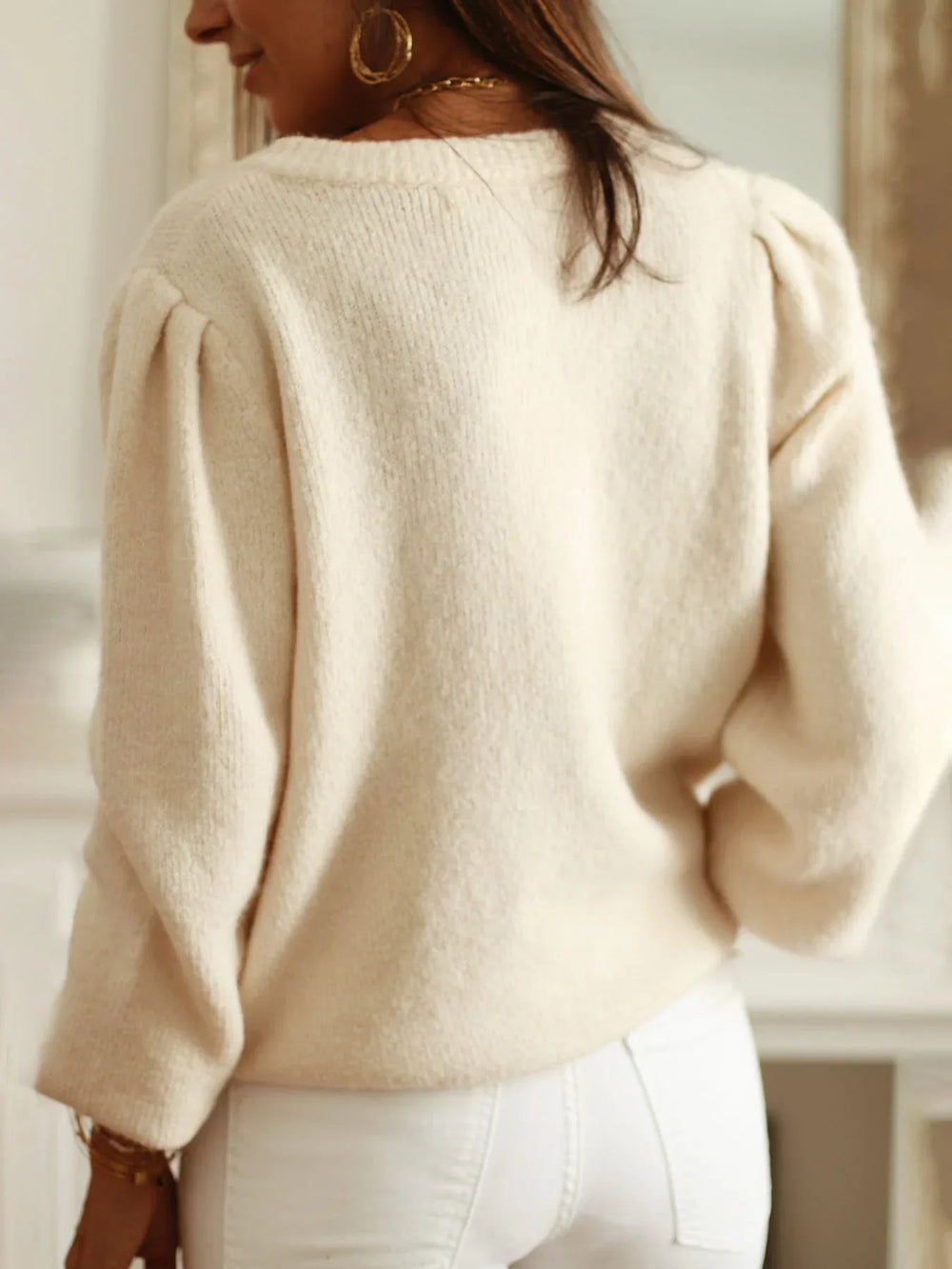 Vintage Pointelle Knit Cardigan - TEVQA