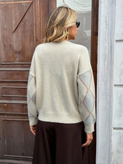 Vintage Soft Argyle V-Neck Knit Cardigan - TEVQA