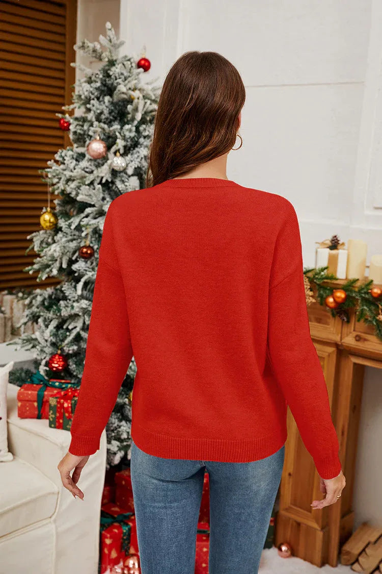 Sequin candy cane and gold bow sweater - View 6 | TEVQA