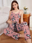 Ribbed cami and pants pajama set with butterfly print - View 31 | TEVQA