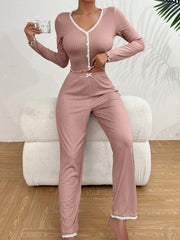 Ribbed knit pajama set - View 6 | TEVQA