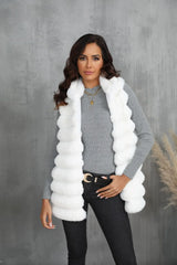 Tiered faux fur vest - View 13 | TEVQA