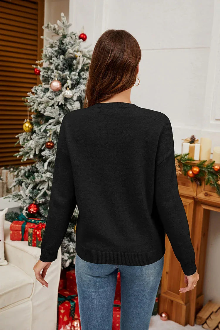 Sequin candy cane and gold bow sweater - View 9 | TEVQA