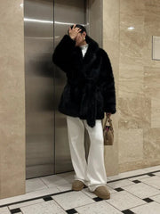 Vail Après-Ski Mid-Length Faux Fox Fur Coat - TEVQA