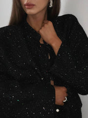 Midnight Glitz Sequin Tweed Jacket - TEVQA