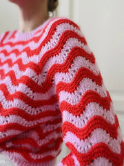 Vibrant Wavy Stripe Knit Sweater - TEVQA