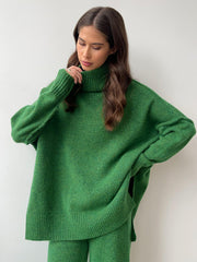 Turtleneck & Wide Leg Knit Two-Piece Set