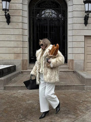 Cream tipped faux fur jacket - View 12 | TEVQA