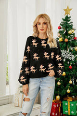 Classic Red Reindeer and Fair Isle Knit Sweater - View 9 | TEVQA