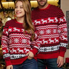 Matching Holiday Knit Sweater with Reindeer and Snowflake pattern - View 7 | TEVQA