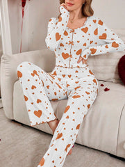 Coquette Bold Heart Print Ribbed Pajama Set