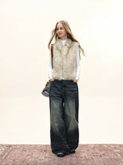 Women's Faux Fox Fur Stand Collar Winter Vest
