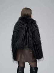 Shaggy faux fur cropped jacket - View 6 | TEVQA
