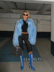 Mongolian Style Shaggy Faux Fur Jacket - View 8 | TEVQA