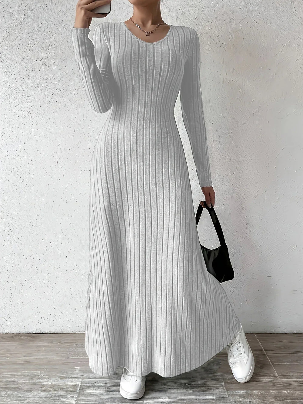 Ribbed Knit Maxi Dress - View 10 | TEVQA