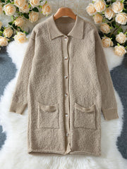 Textured Boucle Long Cardigan - View 6 | TEVQA