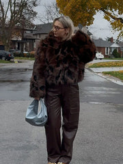 Wild Luxury Spotted Faux Fur Cropped Jacket - TEVQA