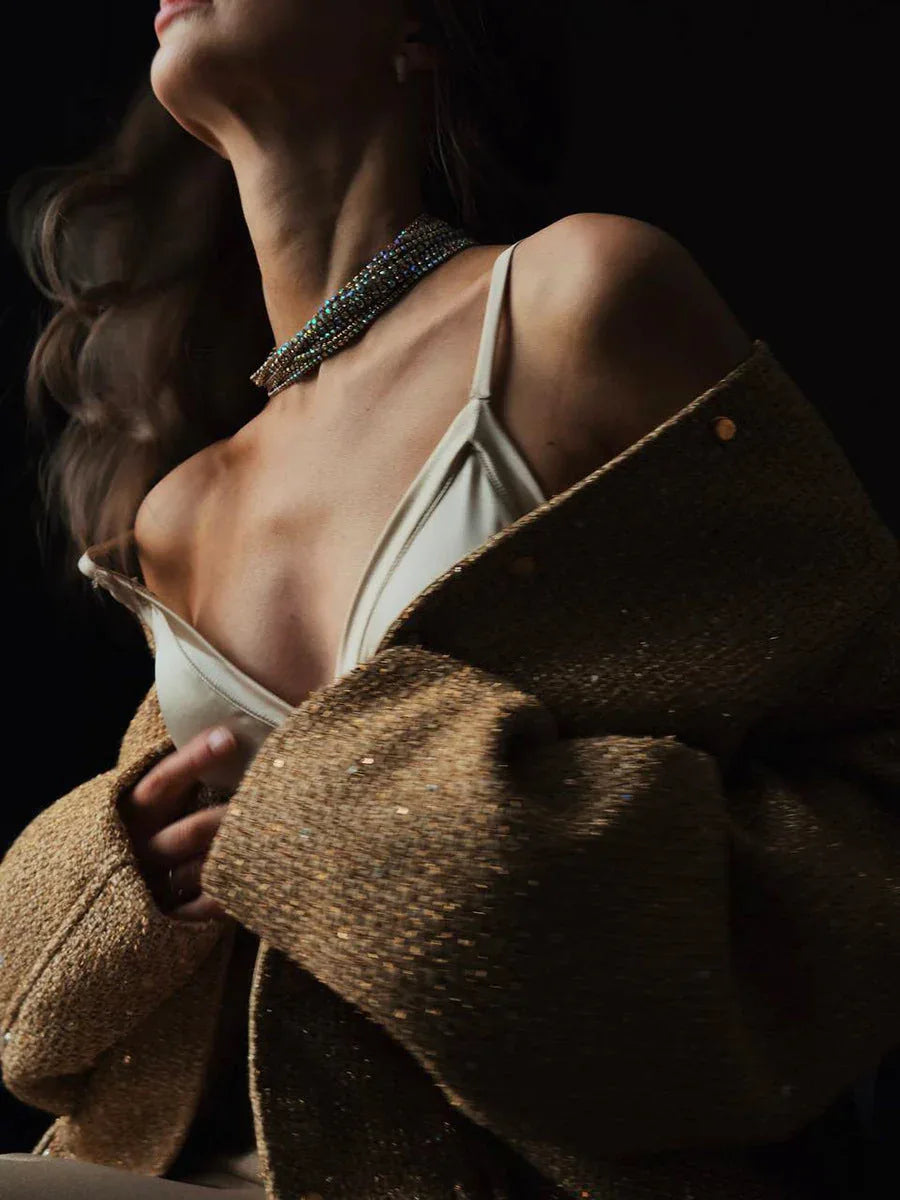 Midnight Glitz Sequin Tweed Jacket - TEVQA