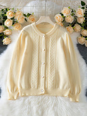 Vintage Pointelle Knit Cardigan - TEVQA