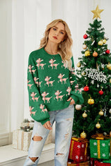 Classic Red Reindeer and Fair Isle Knit Sweater - View 10 | TEVQA