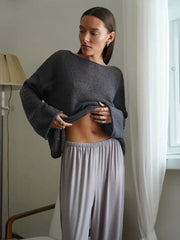 Boho Sheer Hollow Out Knit Top - TEVQA