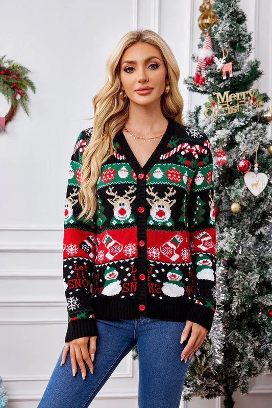Winter Wonderland Button-Down Cardigan - TEVQA