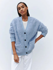 Cloud Soft Faux Mink Button Down Cardigan - TEVQA