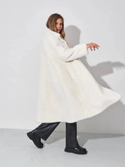 Snow Queen White Faux Mink Long Coat - TEVQA