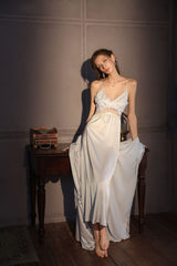 Moonlight French Lace Satin Nightgown