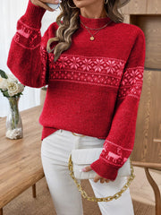 Nordic Snowflake Mock Neck Sweater - View 8 | TEVQA