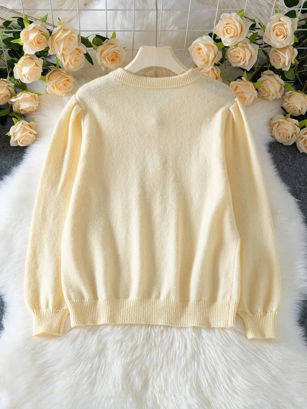 Vintage Pointelle Knit Cardigan - TEVQA