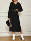 Ribbed Knit Polo Maxi Dress - View 7 | TEVQA