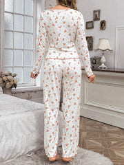 Coquette Ditsy Floral Ribbed Knit Pajama Set