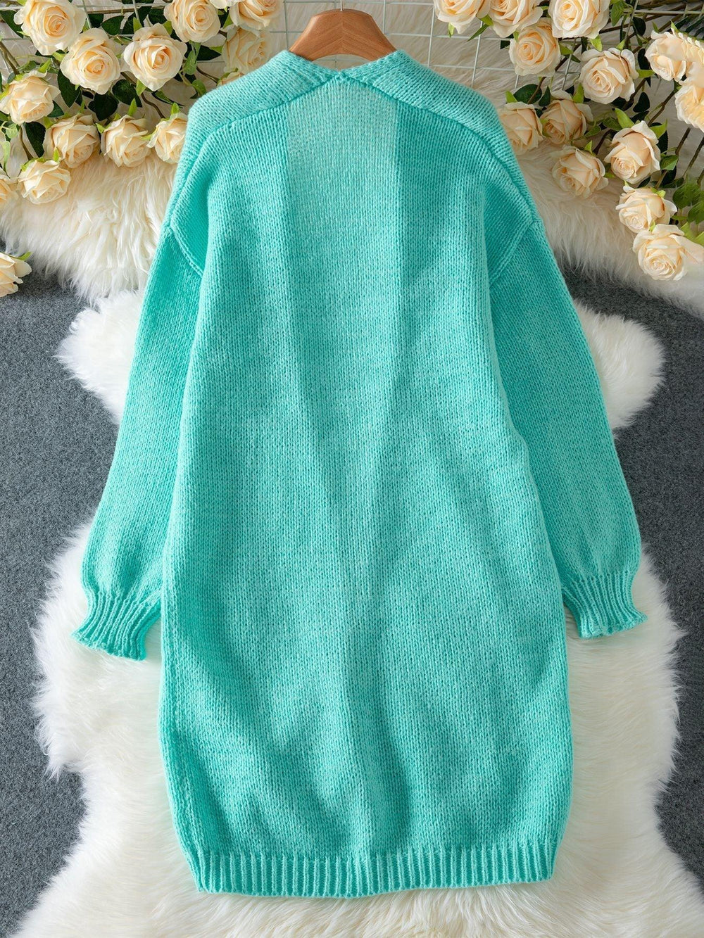 Long knit cardigan with chunky texture - View 6 | TEVQA