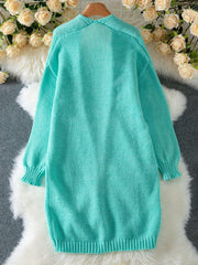 Long knit cardigan with chunky texture - View 6 | TEVQA