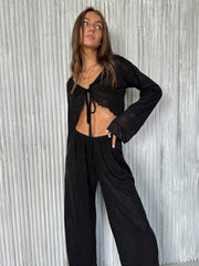 Breezy Tie-Front Textured Knit Lounge Set