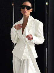 Sophisticated Scarf-Neck Tailored Blazer - TEVQA