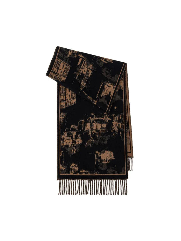 Faux cashmere scarf with abstract print - View 6 | TEVQA
