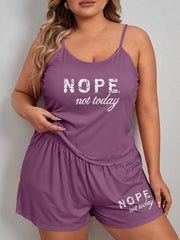 Plus Size "Nope Not Today" Graphic Cami & Shorts Pajama Set
