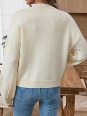 Whimsical 3D Daisy Embroidered Sweater - TEVQA