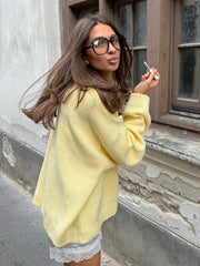 Relaxed "EMESTUDIOS" Graphic Knit Sweater - TEVQA