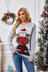Whimsical Reindeer Knit Sweater - TEVQA