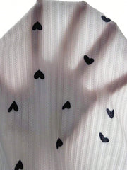 Ribbed Heart Print Pajama Set - View 6 | TEVQA