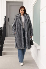 Long Faux Fur Lapel Coat - View 16 | TEVQA