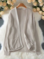Chunky Knit Open Front Cardigan - View 6 | TEVQA