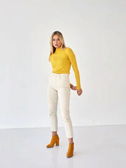 Essential Soft Ribbed Mock Neck Sweater - TEVQA